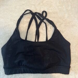 Women's Black Strappy Sports Bra